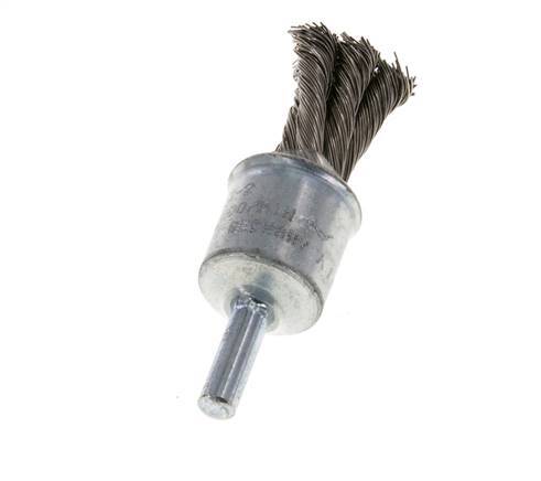 End Wire Brush 19 mm 6 mm Shaft Stainless Steel Wire 0.35 mm 6xBraided
