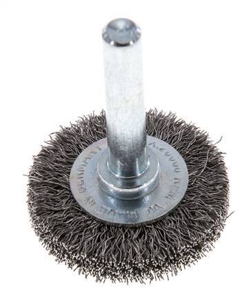 Round Brush 30x6 mm 6 mm Shaft Steel Wire 0.2 mm Corrugated