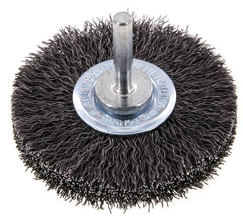 Round Brush 70x14 mm 6 mm Shaft Steel Wire 0.3 mm Corrugated