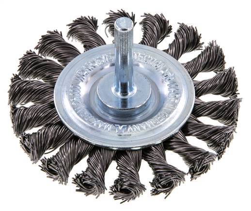 Round Brush 75x12 mm 6 mm Shaft Steel Wire 0.5 mm 18xBraided