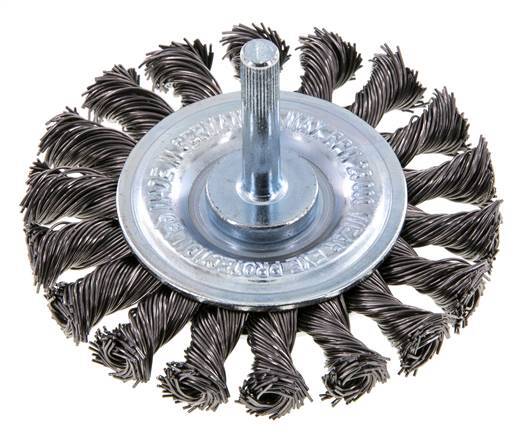 Round Brush 75x12 mm 6 mm Shaft Steel Wire 0.5 mm 18xBraided