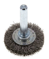 Round Brush 30x6 mm 6 mm Shaft Stainless Steel Wire 0.2 mm Corrugated