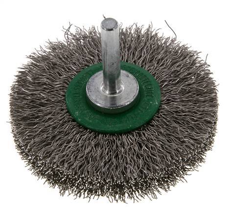 Round Brush 70x14 mm 6 mm Shaft Stainless Steel Wire 0.3 mm Corrugated