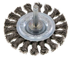 Round Brush 75x12 mm 6 mm Shaft Stainless Steel Wire 0.5 mm 18xBraided