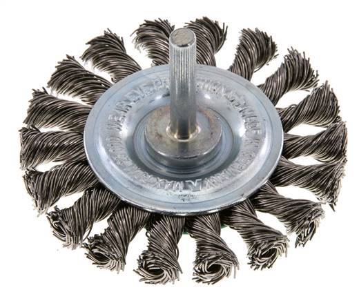 Round Brush 75x12 mm 6 mm Shaft Stainless Steel Wire 0.5 mm 18xBraided