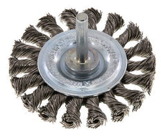 Round Brush 75x12 mm 6 mm Shaft Stainless Steel Wire 0.5 mm 18xBraided