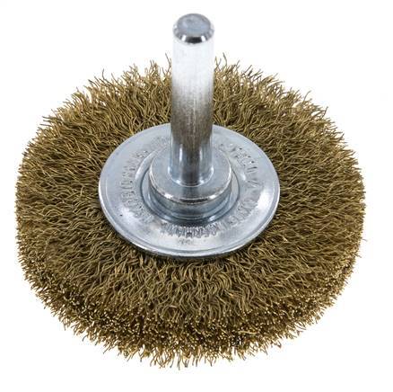 Round Brush 50x10 mm 6 mm Shaft Brass Wire 0.2 mm Corrugated