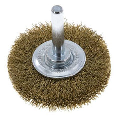 Round Brush 50x10 mm 6 mm Shaft Brass Wire 0.2 mm Corrugated