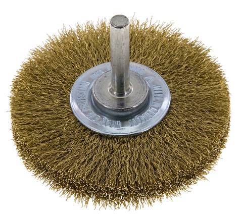 Round Brush 70x14 mm 6 mm Shaft Brass Wire 0.2 mm Corrugated