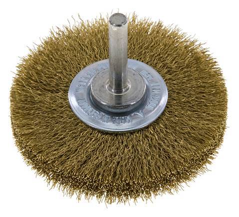 Round Brush 70x14 mm 6 mm Shaft Brass Wire 0.2 mm Corrugated