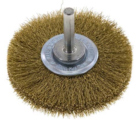Round Brush 70x14 mm 6 mm Shaft Brass Wire 0.2 mm Corrugated