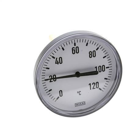 0 to +120°C Plastic Bimetallic Thermometer 100mm Cabinet 100mm Stem with Thermowell