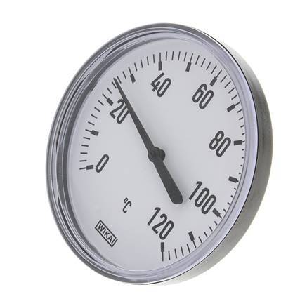 0 to +120°C Plastic Bimetallic Thermometer 100mm Cabinet 40mm Stem with Thermowell