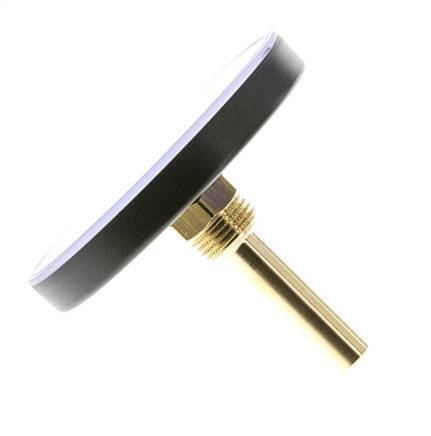 0 to +120°C Plastic Bimetallic Thermometer 100mm Cabinet 60mm Stem with Thermowell