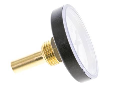 0 to +120°C Plastic Bimetallic Thermometer 63mm Cabinet 40mm Stem with Thermowell