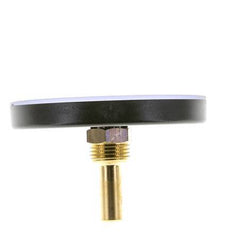 0 to +60°C Plastic Bimetallic Thermometer 100mm Cabinet 40mm Stem with Thermowell