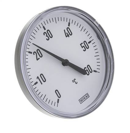 0 to +60°C Plastic Bimetallic Thermometer 100mm Cabinet 40mm Stem with Thermowell