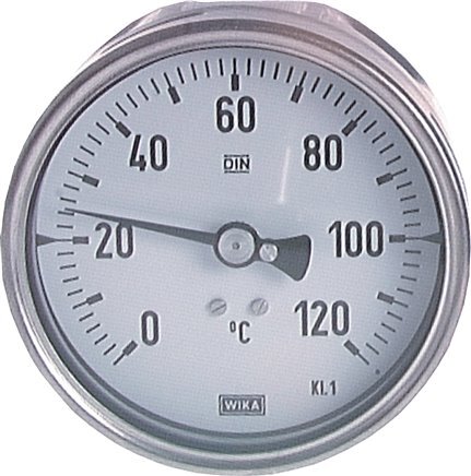 +30 to +220°C Petrochemical Stainless Steel Bimetallic Thermometer 63mm Cabinet 63mm Stem Rear