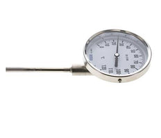 0 to +120°C Stainless Steel Bimetallic Thermometer 100mm Cabinet 100mm Stem Bottom
