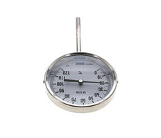 0 to +120°C Stainless Steel Bimetallic Thermometer 100mm Cabinet 100mm Stem Bottom