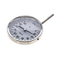 0 to +200°C Stainless Steel Bimetallic Thermometer 100mm Cabinet 63mm Stem Bottom