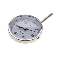 0 to +250°C Stainless Steel Bimetallic Thermometer 100mm Cabinet 63mm Stem Bottom