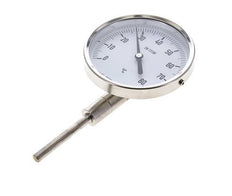 -20 to +60°C Stainless Steel Bimetallic Thermometer 100mm Cabinet 100mm Stem Bottom