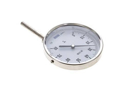 -20 to +60°C Stainless Steel Bimetallic Thermometer 100mm Cabinet 100mm Stem Bottom