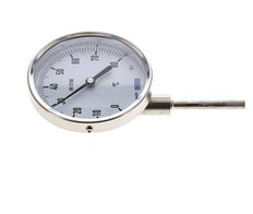 -20 to +60°C Stainless Steel Bimetallic Thermometer 100mm Cabinet 100mm Stem Bottom