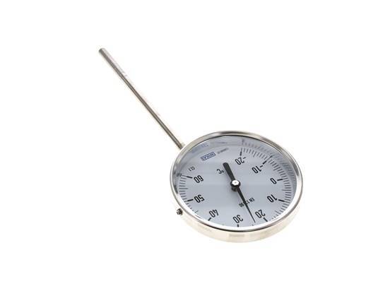 -20 to +60°C Stainless Steel Bimetallic Thermometer 100mm Cabinet 160mm Stem Bottom