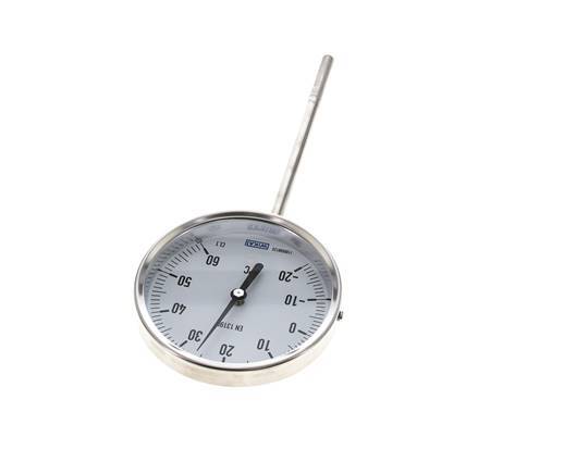 -20 to +60°C Stainless Steel Bimetallic Thermometer 100mm Cabinet 160mm Stem Bottom