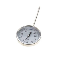 -20 to +60°C Stainless Steel Bimetallic Thermometer 100mm Cabinet 160mm Stem Bottom