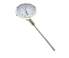 -20 to +60°C Stainless Steel Bimetallic Thermometer 100mm Cabinet 160mm Stem Bottom