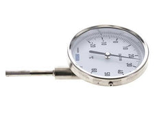 -20 to +60°C Stainless Steel Bimetallic Thermometer 100mm Cabinet 63mm Stem Bottom