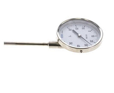 -30 to +50°C Stainless Steel Bimetallic Thermometer 100mm Cabinet 100mm Stem Bottom