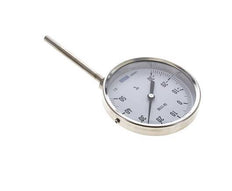 -30 to +50°C Stainless Steel Bimetallic Thermometer 100mm Cabinet 100mm Stem Bottom