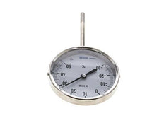 -30 to +50°C Stainless Steel Bimetallic Thermometer 100mm Cabinet 100mm Stem Bottom