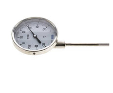 -30 to +50°C Stainless Steel Bimetallic Thermometer 100mm Cabinet 100mm Stem Bottom