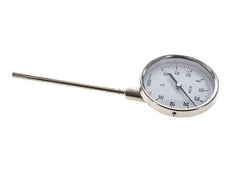 -30 to +50°C Stainless Steel Bimetallic Thermometer 100mm Cabinet 160mm Stem Bottom