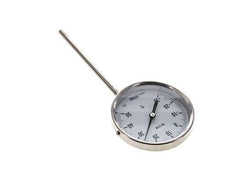 -30 to +50°C Stainless Steel Bimetallic Thermometer 100mm Cabinet 160mm Stem Bottom