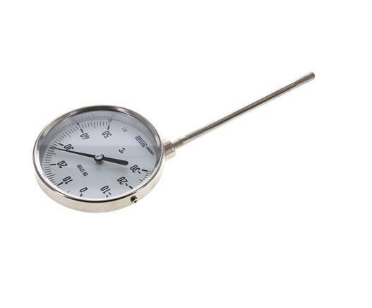 -30 to +50°C Stainless Steel Bimetallic Thermometer 100mm Cabinet 160mm Stem Bottom