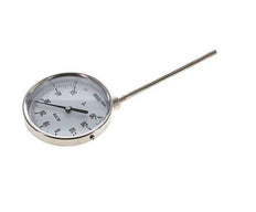 -30 to +50°C Stainless Steel Bimetallic Thermometer 100mm Cabinet 160mm Stem Bottom