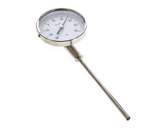 -30 to +50°C Stainless Steel Bimetallic Thermometer 100mm Cabinet 160mm Stem Bottom