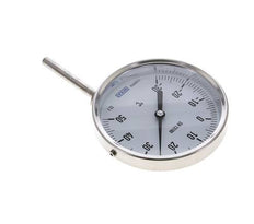 -30 to +50°C Stainless Steel Bimetallic Thermometer 100mm Cabinet 63mm Stem Bottom