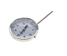 0 to +60°C Stainless Steel Bimetallic Thermometer 100mm Cabinet 100mm Stem Bottom