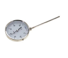 0 to +60°C Stainless Steel Bimetallic Thermometer 100mm Cabinet 160mm Stem Bottom