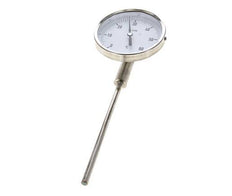 0 to +60°C Stainless Steel Bimetallic Thermometer 100mm Cabinet 160mm Stem Bottom