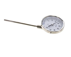 0 to +80°C Stainless Steel Bimetallic Thermometer 100mm Cabinet 63mm Stem Bottom