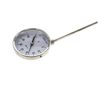 0 to +80°C Stainless Steel Bimetallic Thermometer 100mm Cabinet 63mm Stem Bottom