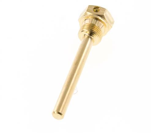 Copper Alloy G 1/2 Inch Bolt Fix Thermowell for 100mm Stem Max 160°C and 6 Bars